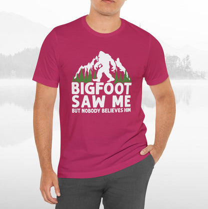 Big Foot Saw Me Funny Outdoors T-Shirt Unisex Jersey Short Sleeve Tee