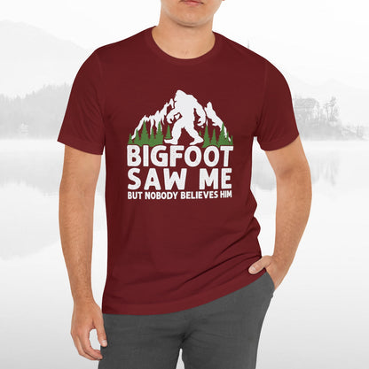 Big Foot Saw Me Funny Outdoors T-Shirt Unisex Jersey Short Sleeve Tee