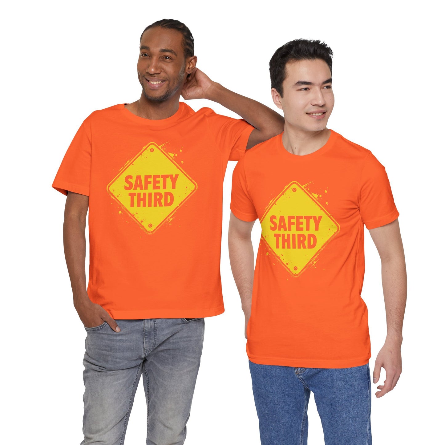Safety Third Yellow Caution Sign Funny Sarcastic Unisex T-shirt