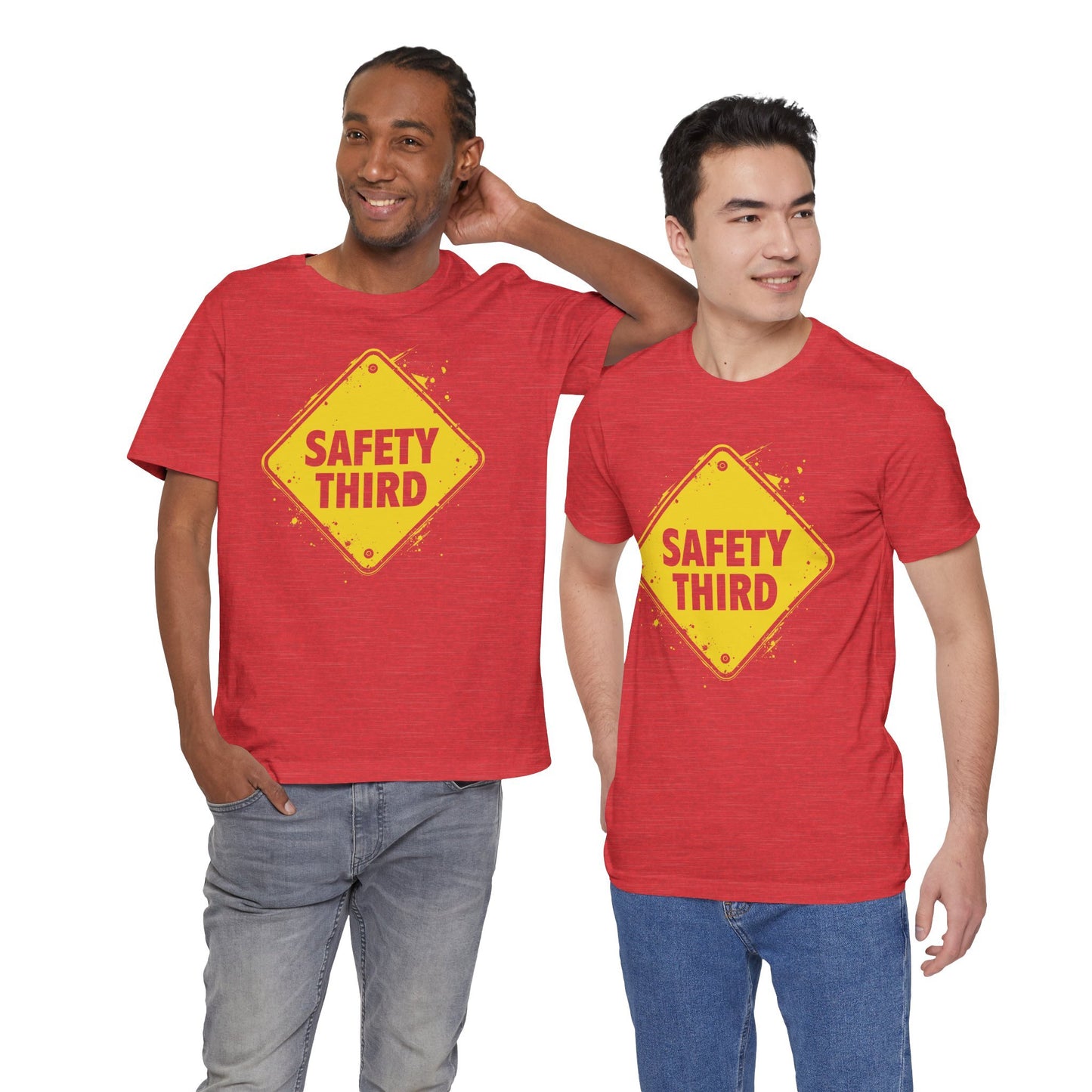 Safety Third Yellow Caution Sign Funny Sarcastic Unisex T-shirt