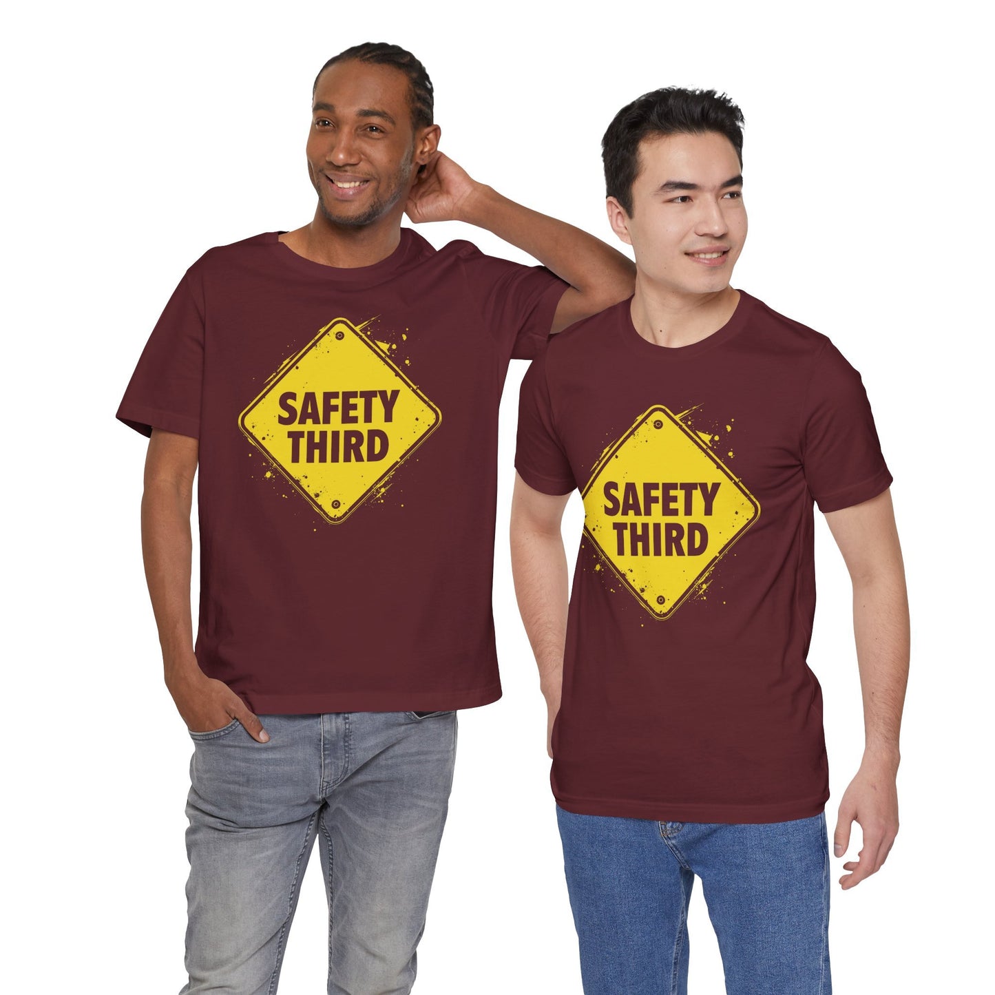Safety Third Yellow Caution Sign Funny Sarcastic Unisex T-shirt
