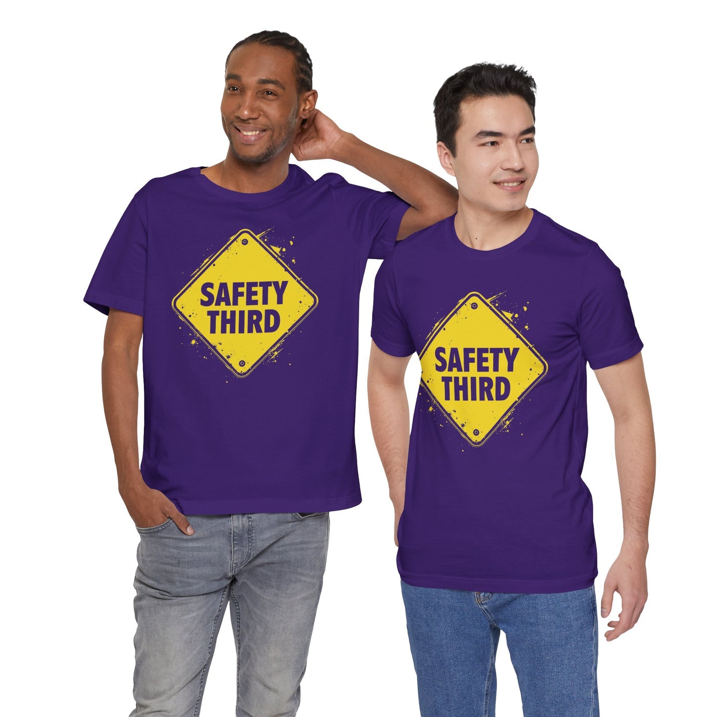 Safety Third Yellow Caution Sign Funny Sarcastic Unisex T-shirt