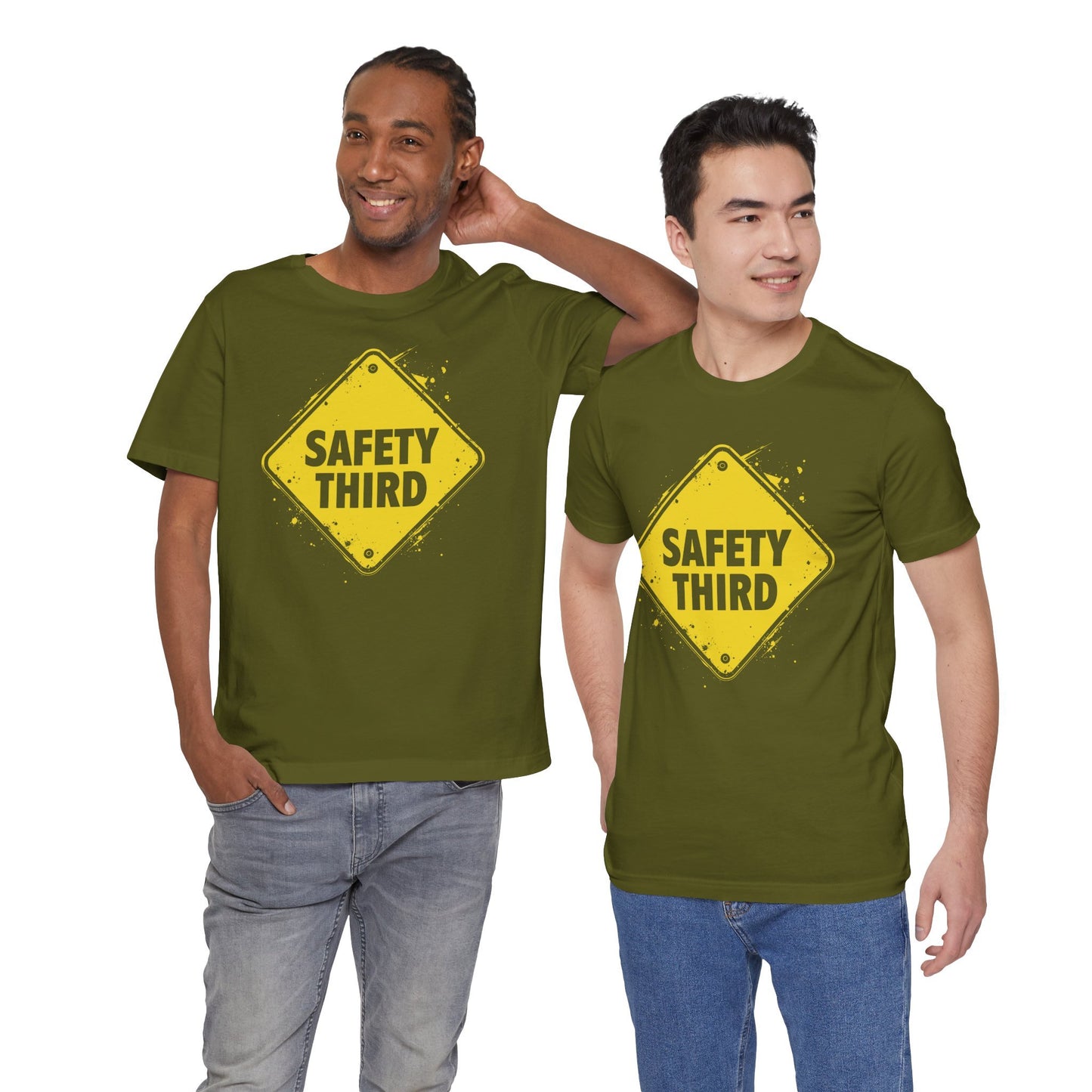 Safety Third Yellow Caution Sign Funny Sarcastic Unisex T-shirt