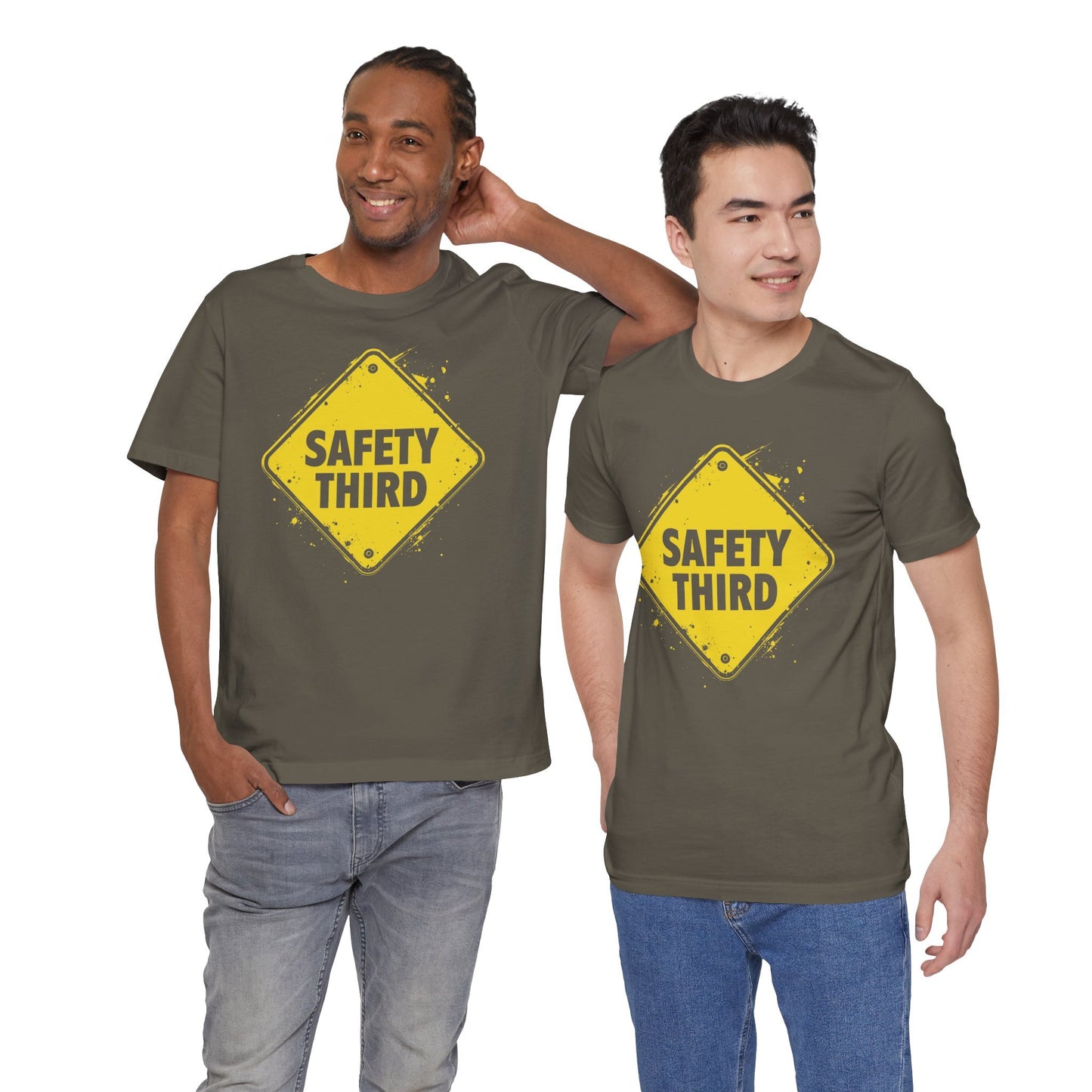 Safety Third Yellow Caution Sign Funny Sarcastic Unisex T-shirt