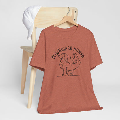 Funny Dog Yoga 'Downward Human' Unisex T-Shirt