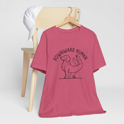 Funny Dog Yoga 'Downward Human' Unisex T-Shirt