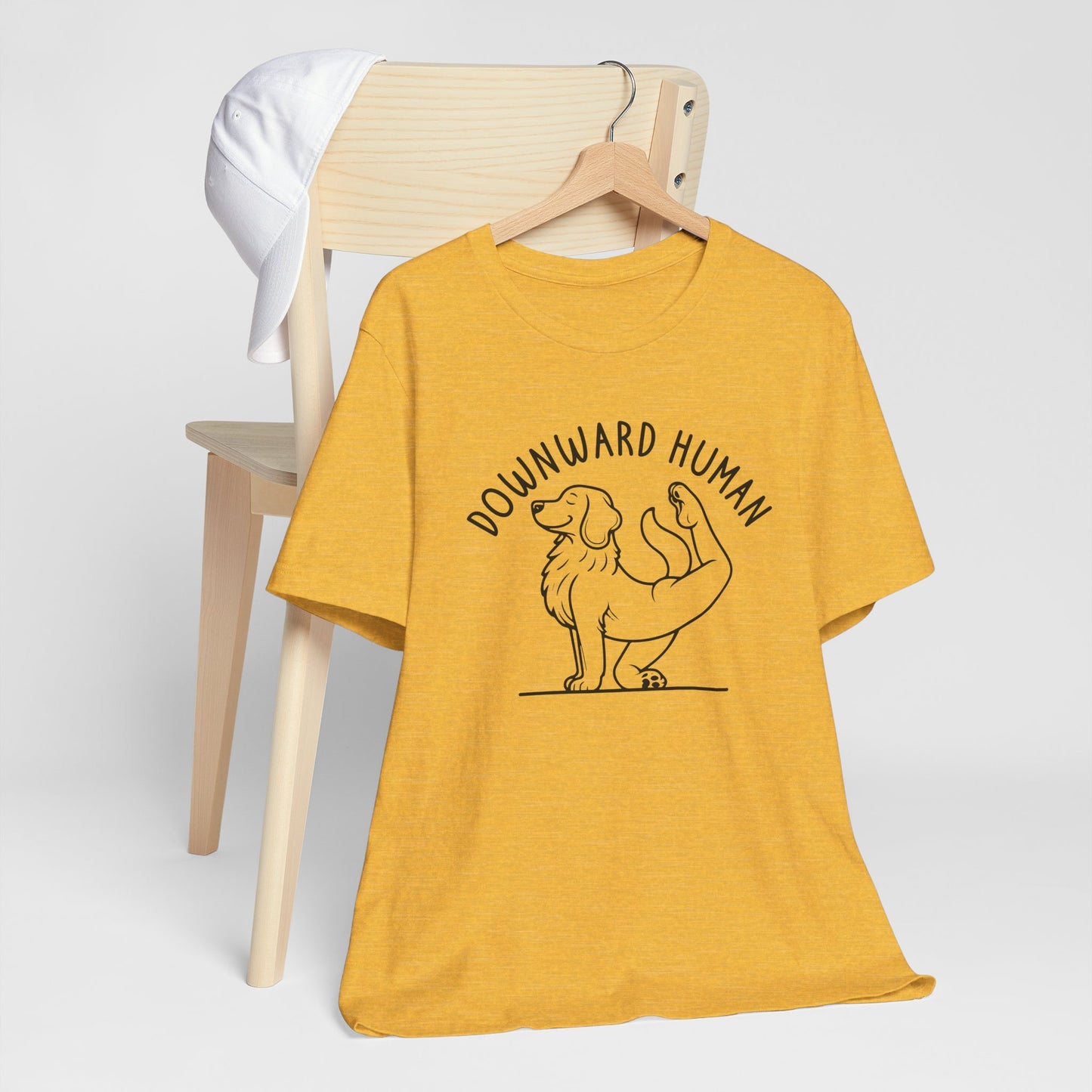 Funny Dog Yoga 'Downward Human' Unisex T-Shirt