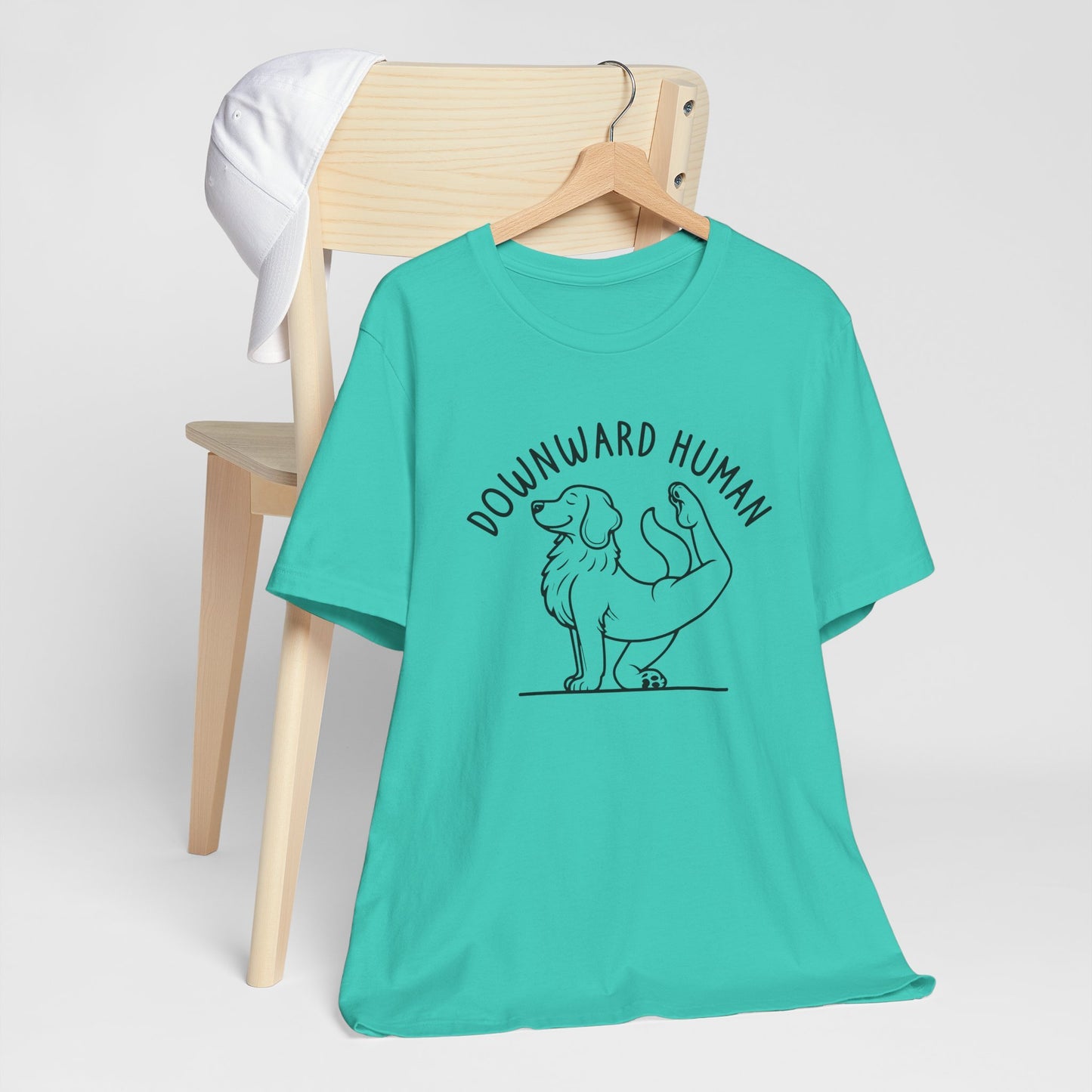 Funny Dog Yoga 'Downward Human' Unisex T-Shirt