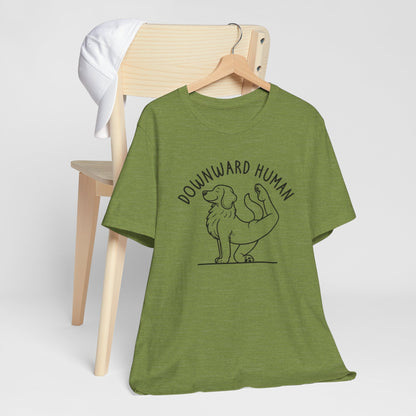 Funny Dog Yoga 'Downward Human' Unisex T-Shirt