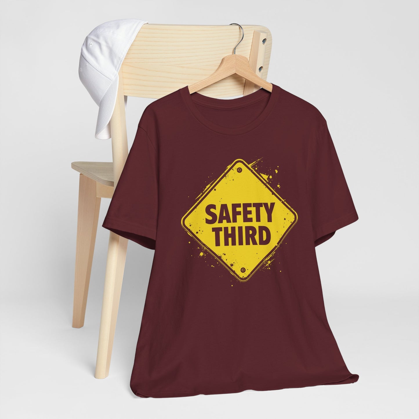 Safety Third Yellow Caution Sign Funny Sarcastic Unisex T-shirt