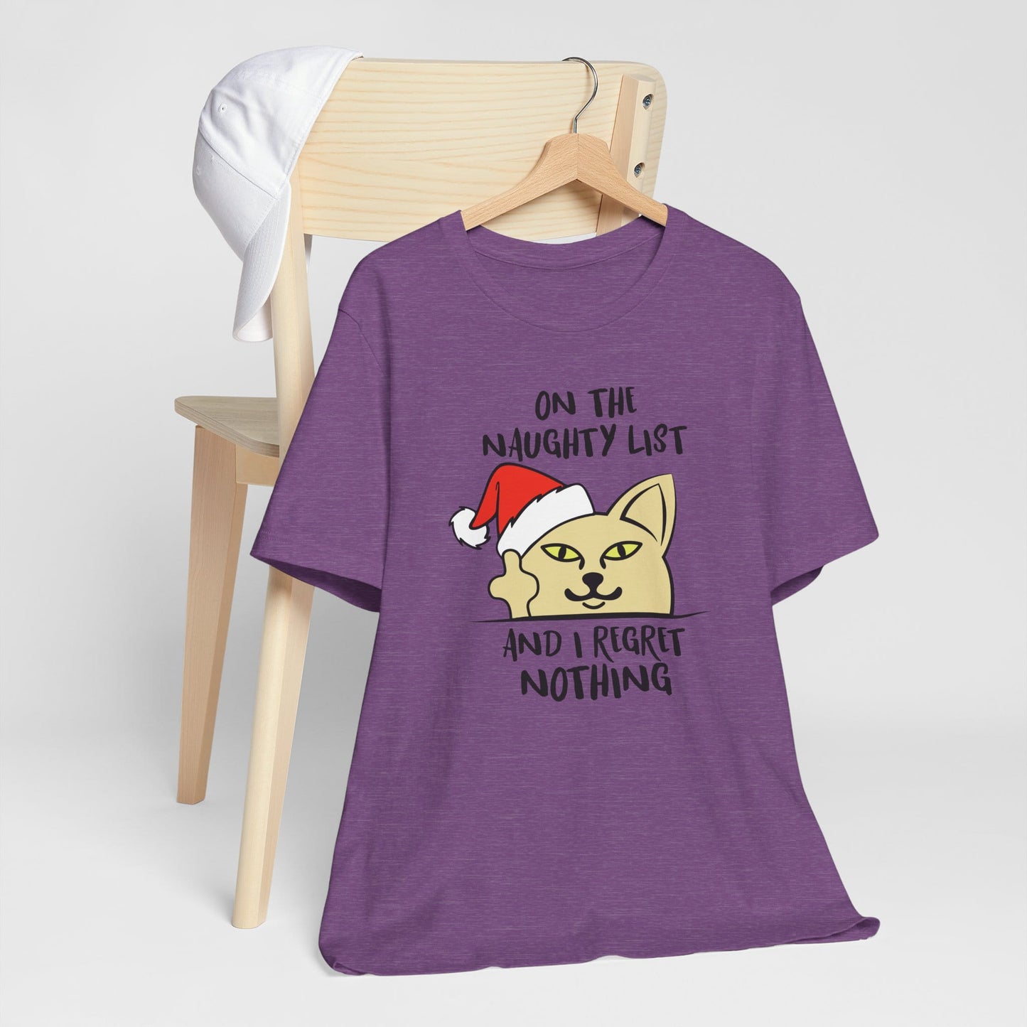 On The Naughty List And I Regret Nothing Funny Cat Christmas Unisex T-Shirt
