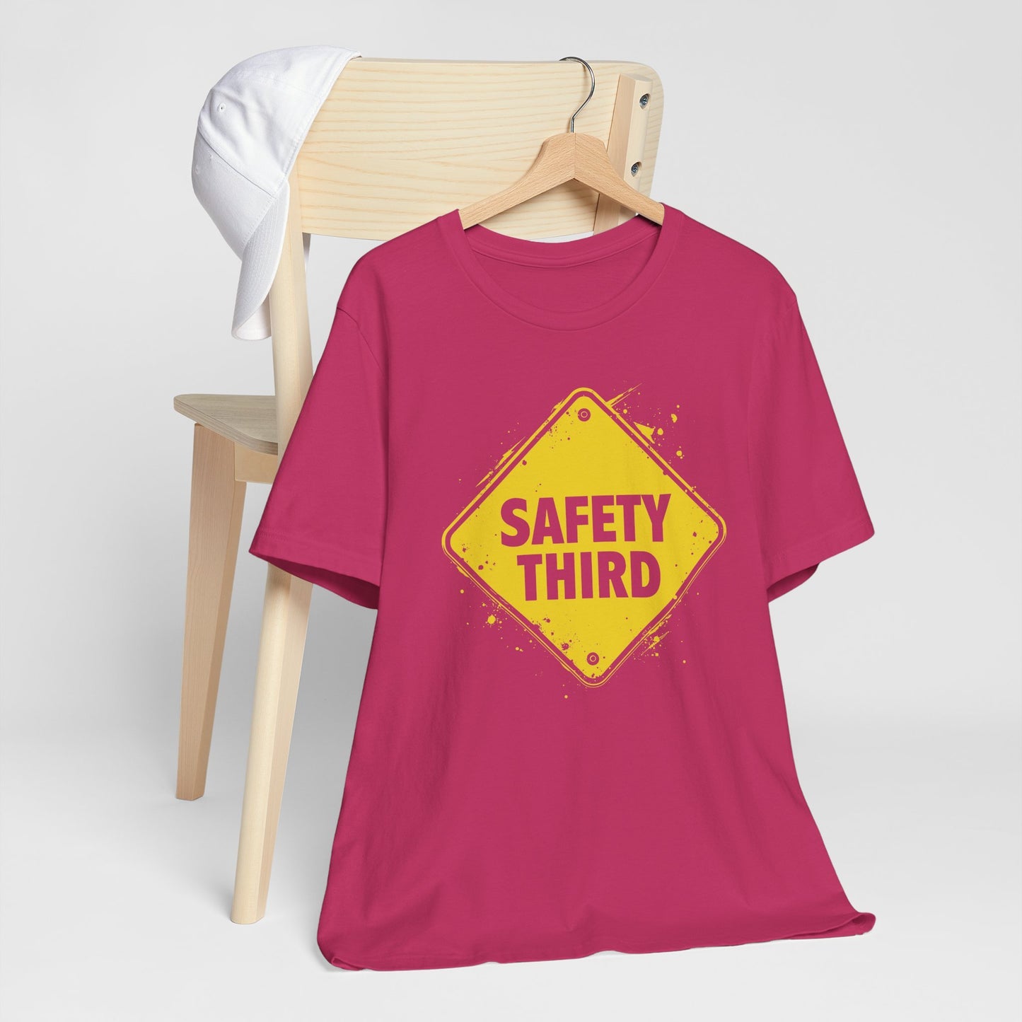 Safety Third Yellow Caution Sign Funny Sarcastic Unisex T-shirt