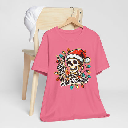 Merry And Bright Funny Skeleton Lights Christmas Unisex T-Shirt