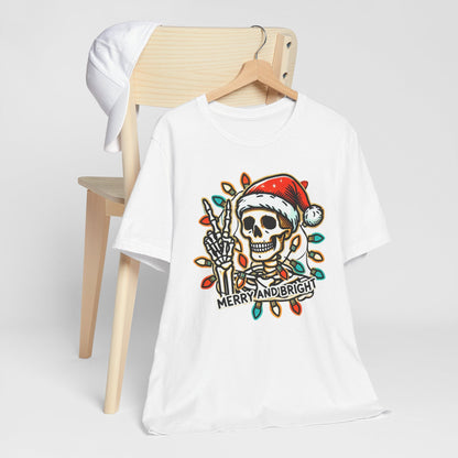 Merry And Bright Funny Skeleton Lights Christmas Unisex T-Shirt