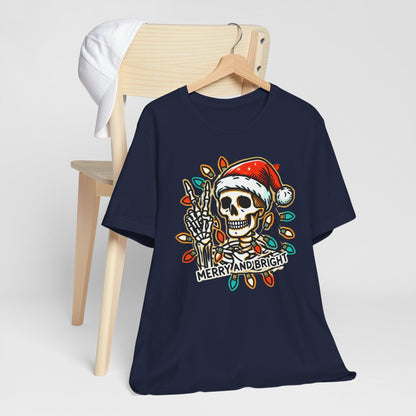 Merry And Bright Funny Skeleton Lights Christmas Unisex T-Shirt
