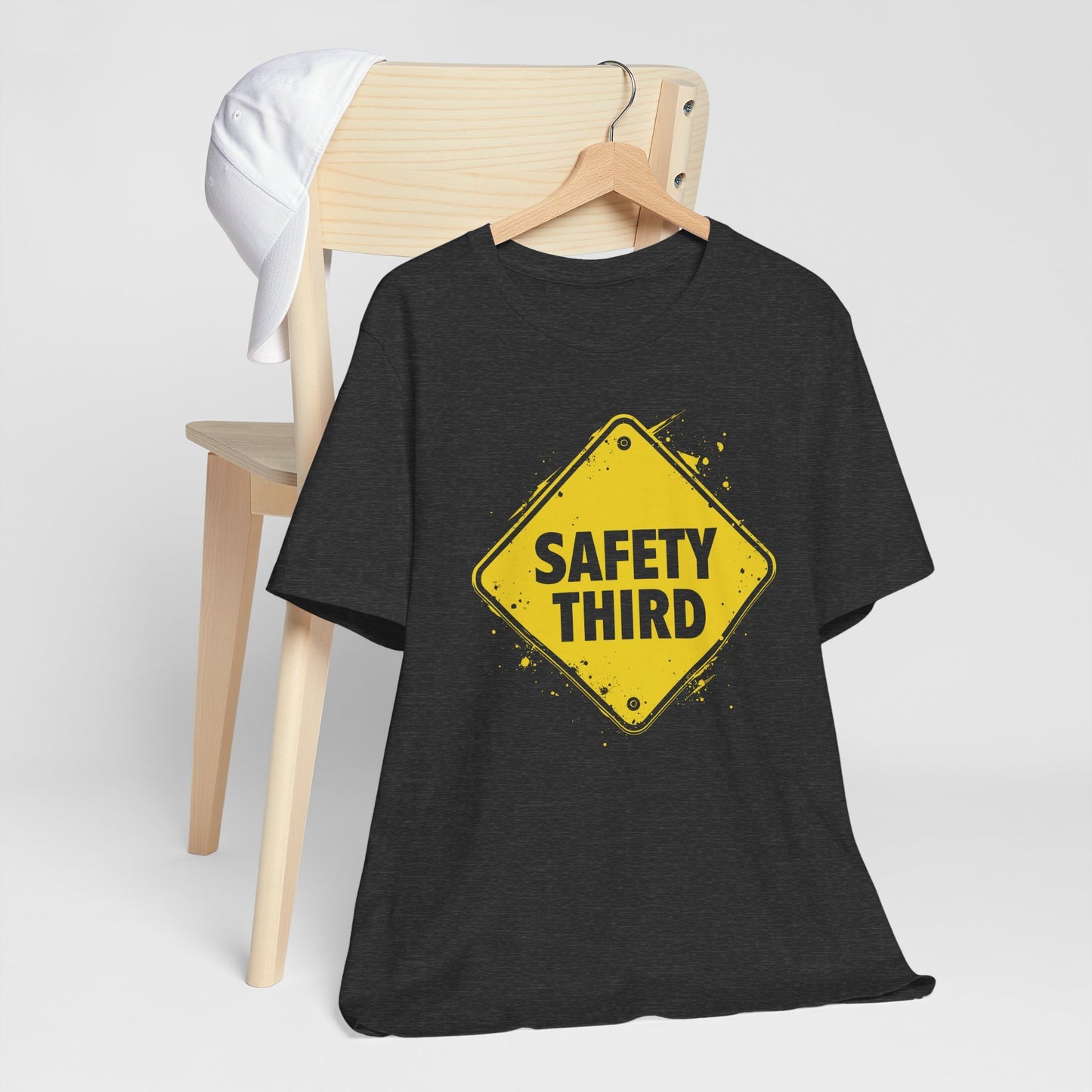 Safety Third Yellow Caution Sign Funny Sarcastic Unisex T-shirt