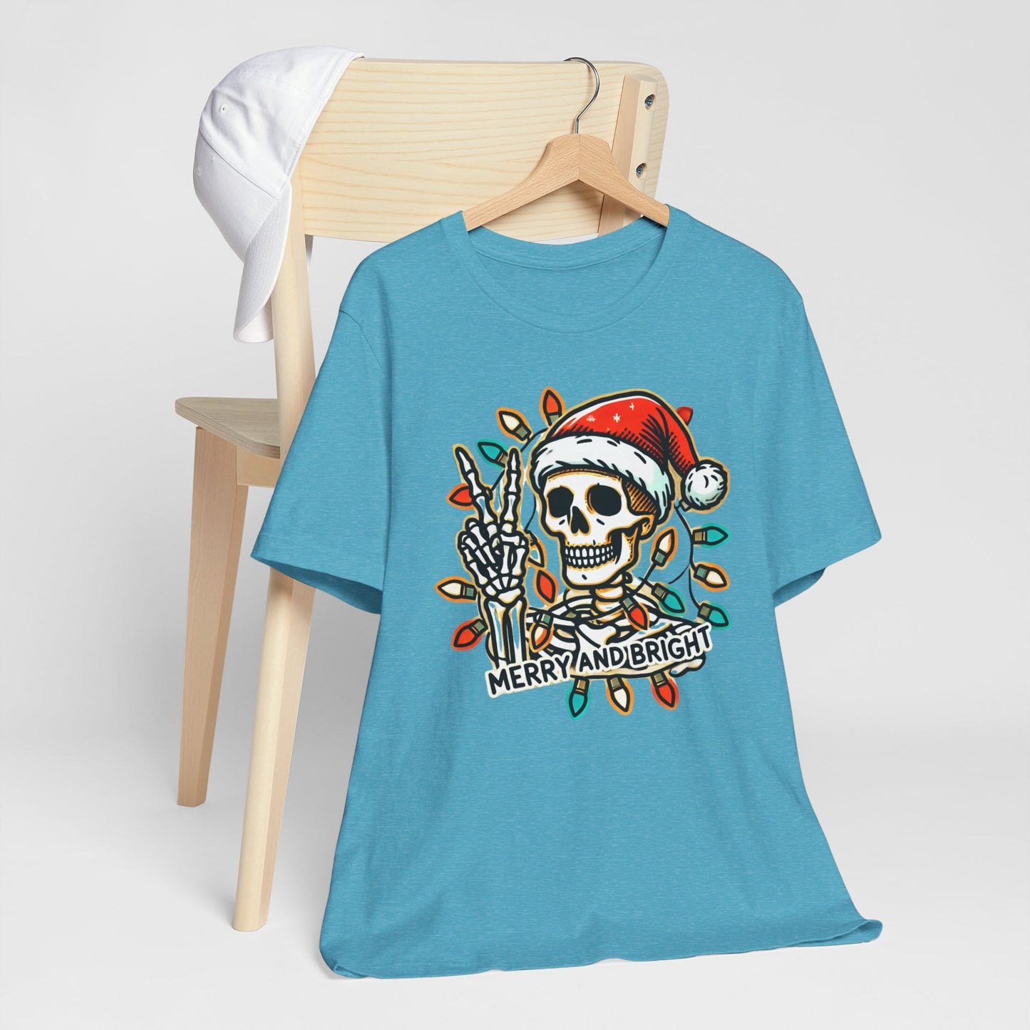 Merry And Bright Funny Skeleton Lights Christmas Unisex T-Shirt