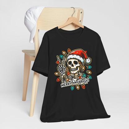 Merry And Bright Funny Skeleton Lights Christmas Unisex T-Shirt