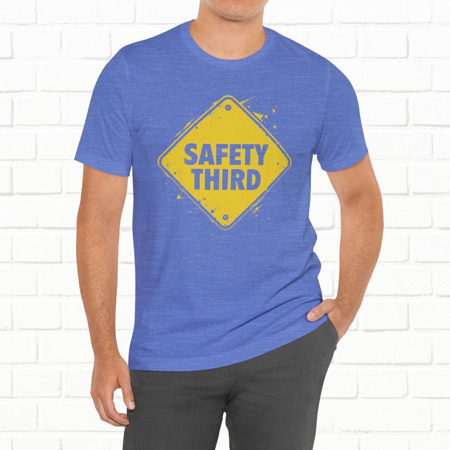Safety Third Yellow Caution Sign Funny Sarcastic Unisex T-shirt