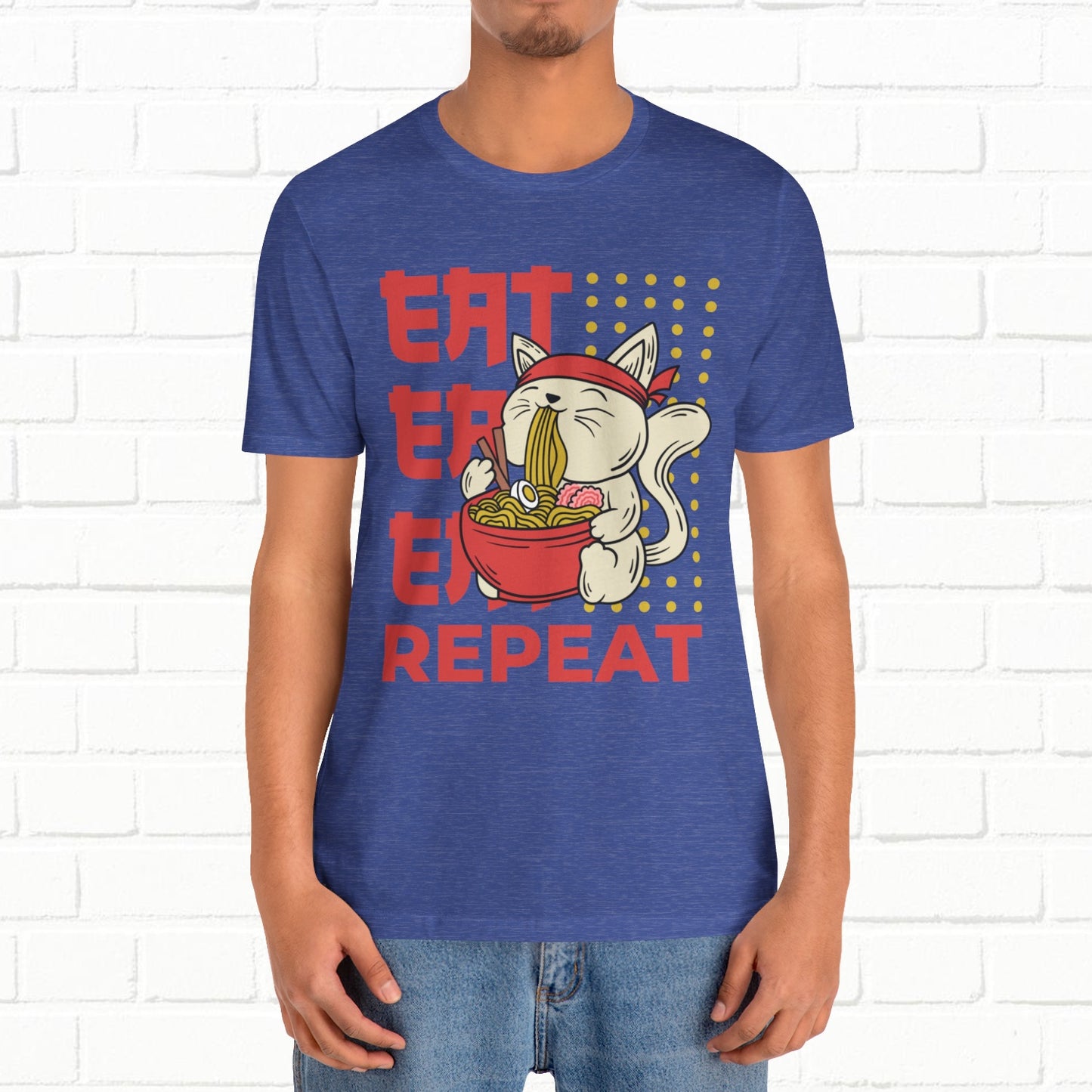 Eat Eat Repeat Cat Eating Ramen T-shirt