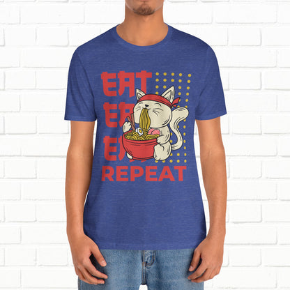 Eat Eat Repeat Cat Eating Ramen T-shirt