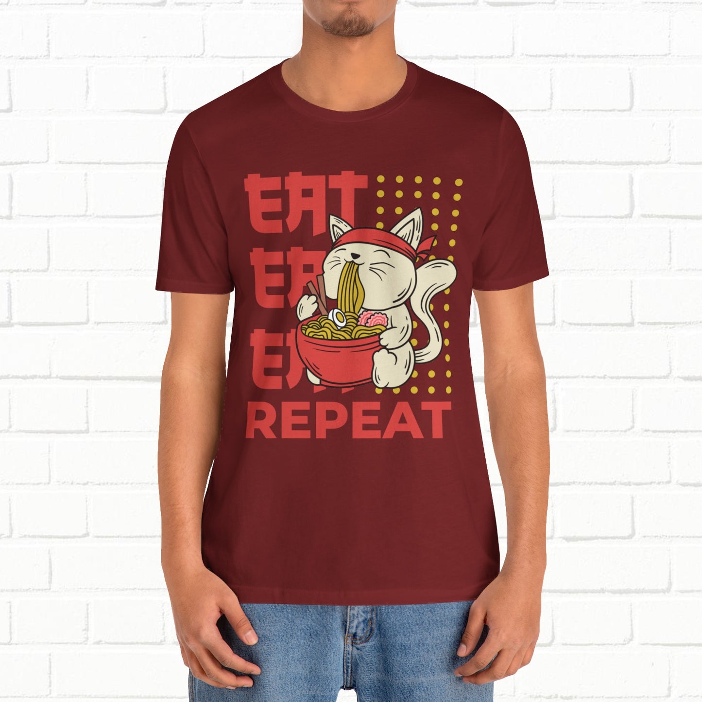 Eat Eat Repeat Cat Eating Ramen T-shirt