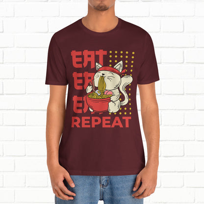 Eat Eat Repeat Cat Eating Ramen T-shirt