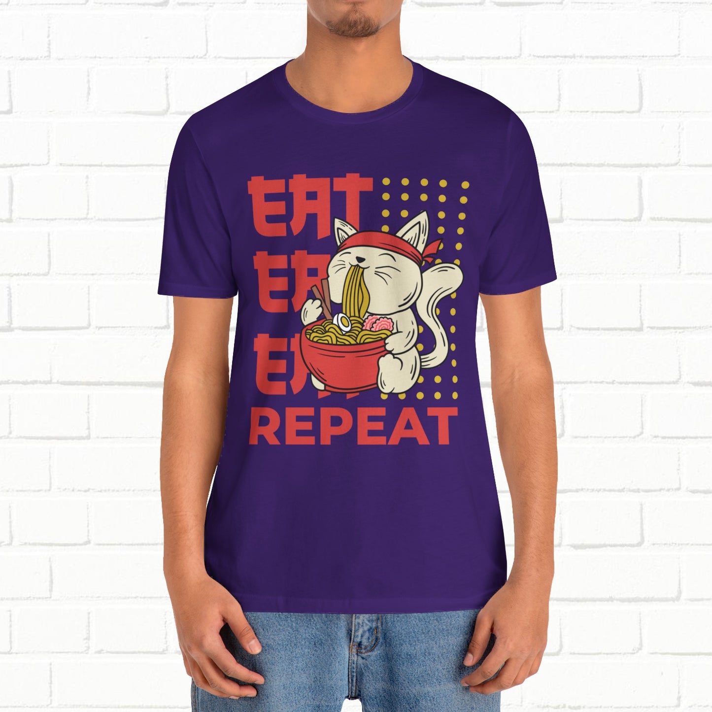 Eat Eat Repeat Cat Eating Ramen T-shirt
