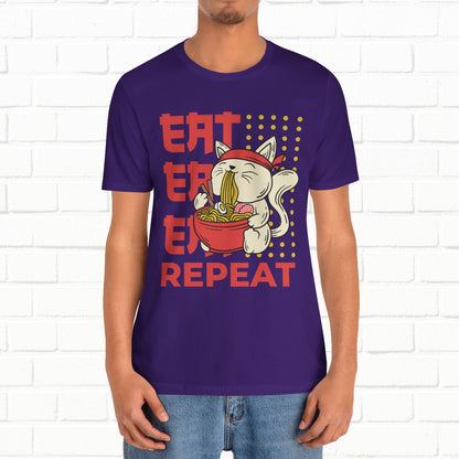 Eat Eat Repeat Cat Eating Ramen T-shirt