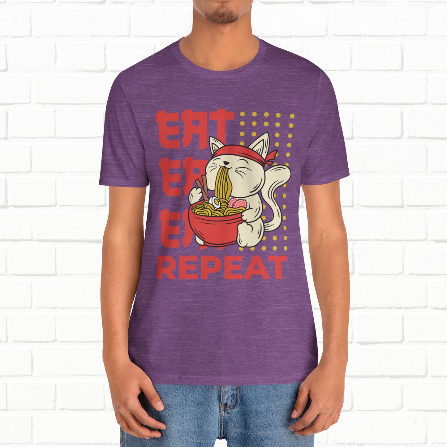Eat Eat Repeat Cat Eating Ramen T-shirt