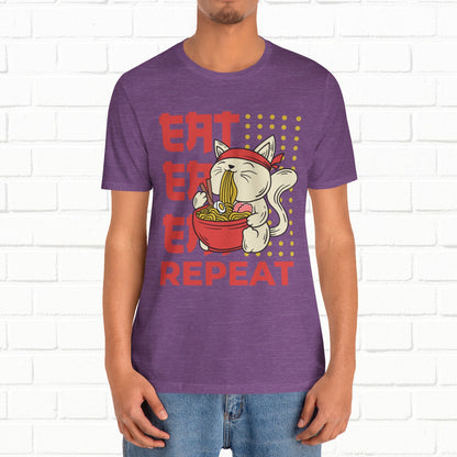 Eat Eat Repeat Cat Eating Ramen T-shirt