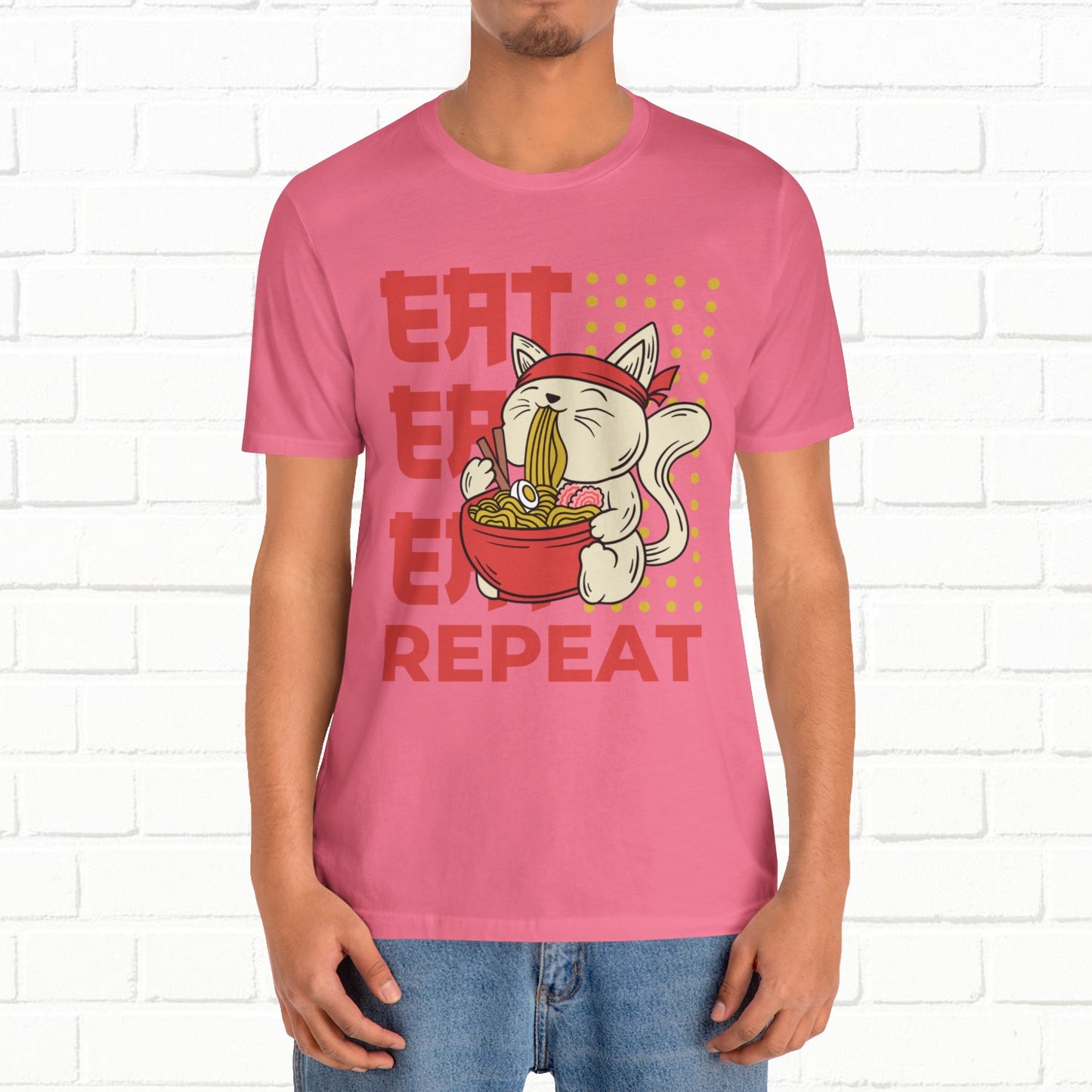Eat Eat Repeat Cat Eating Ramen T-shirt