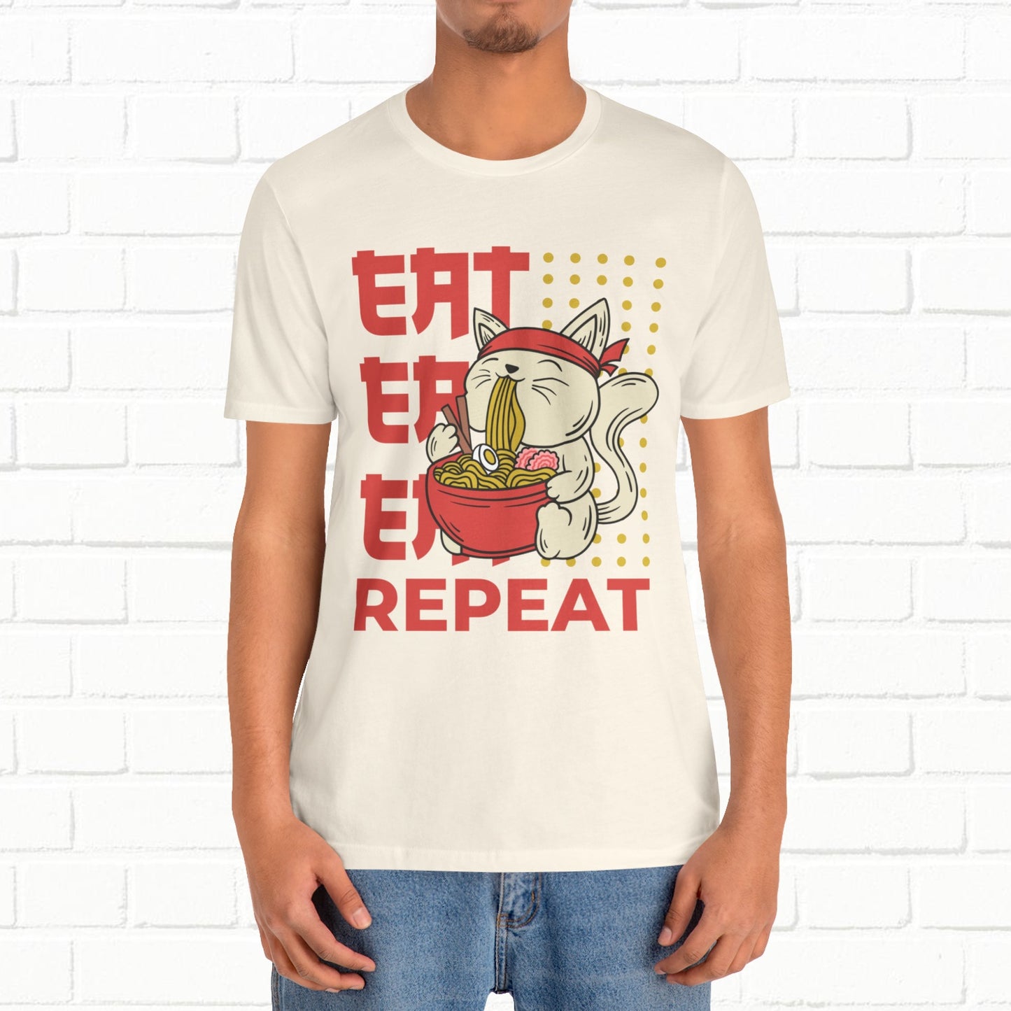 Eat Eat Repeat Cat Eating Ramen T-shirt
