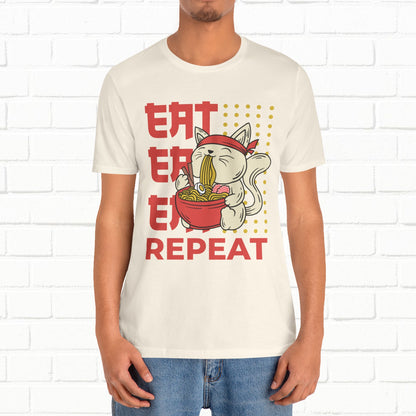 Eat Eat Repeat Cat Eating Ramen T-shirt