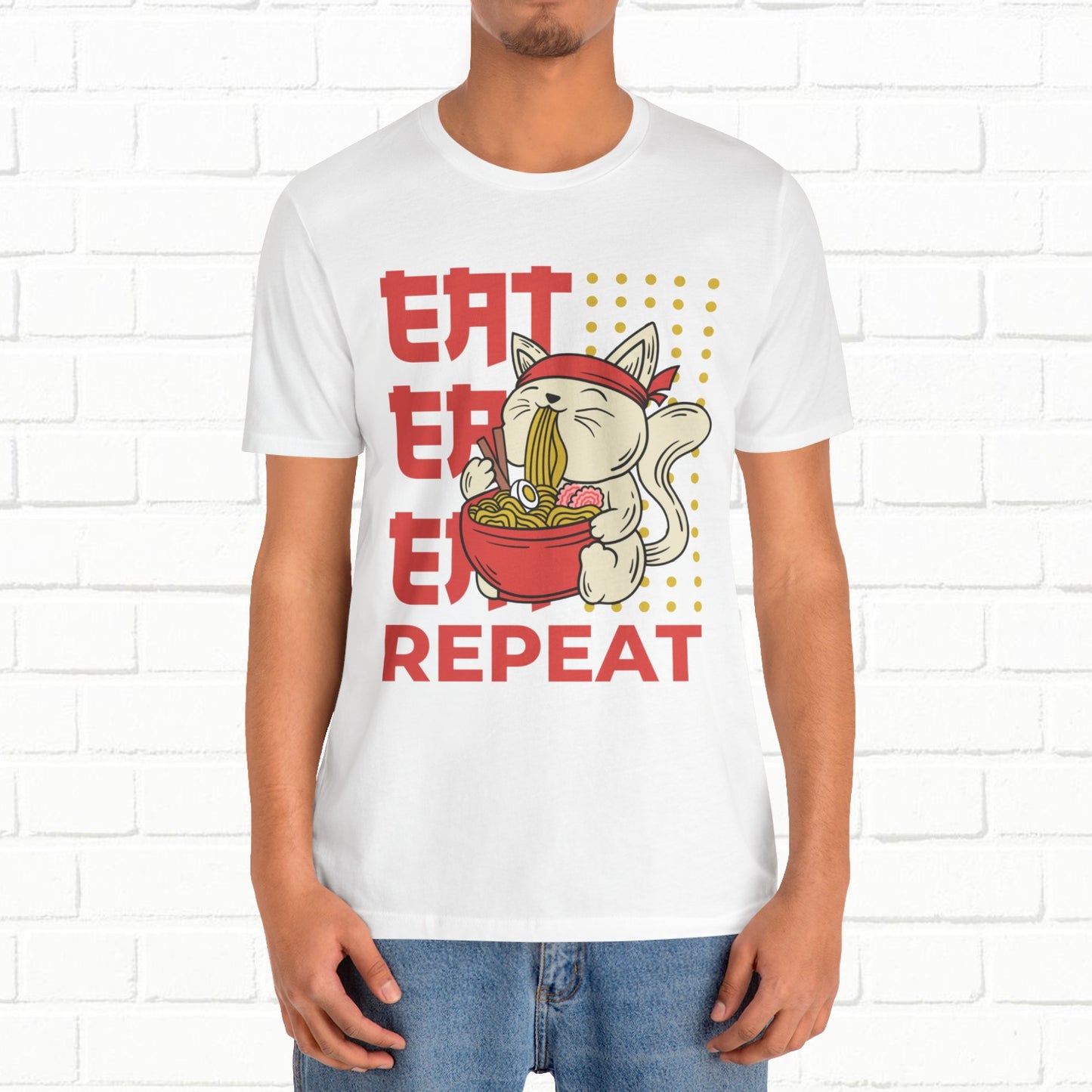 Eat Eat Repeat Cat Eating Ramen T-shirt