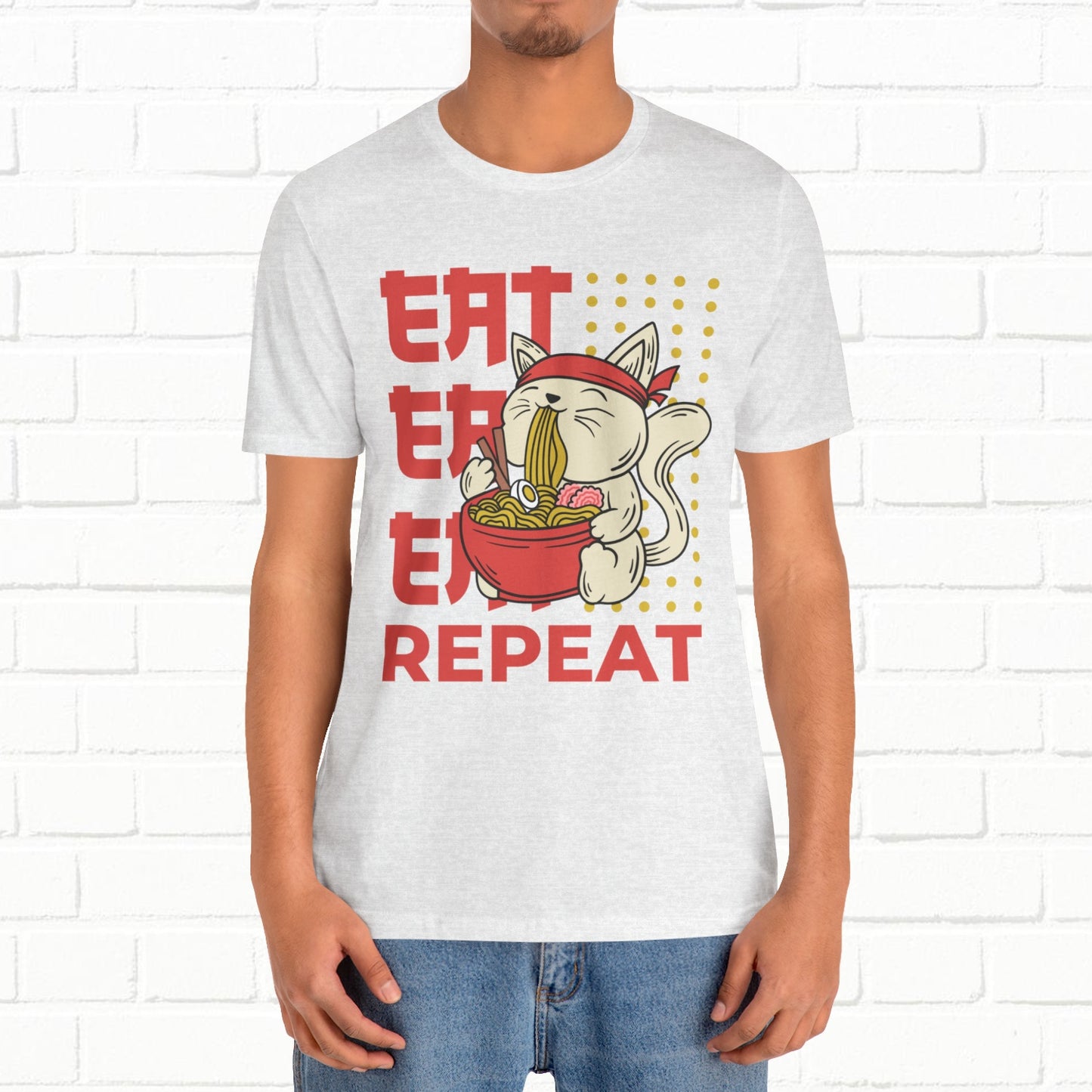 Eat Eat Repeat Cat Eating Ramen T-shirt