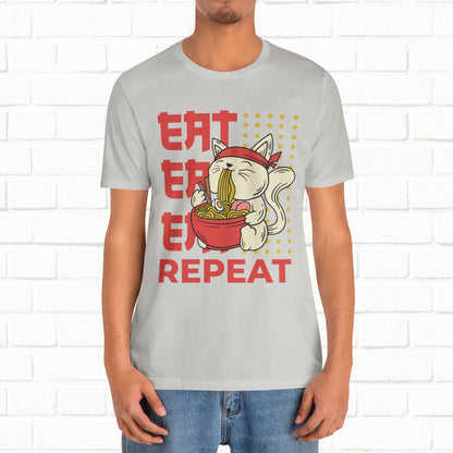 Eat Eat Repeat Cat Eating Ramen T-shirt
