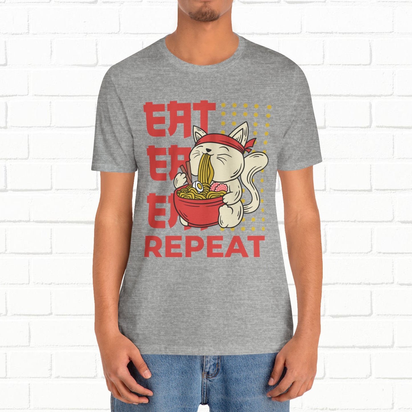 Eat Eat Repeat Cat Eating Ramen T-shirt