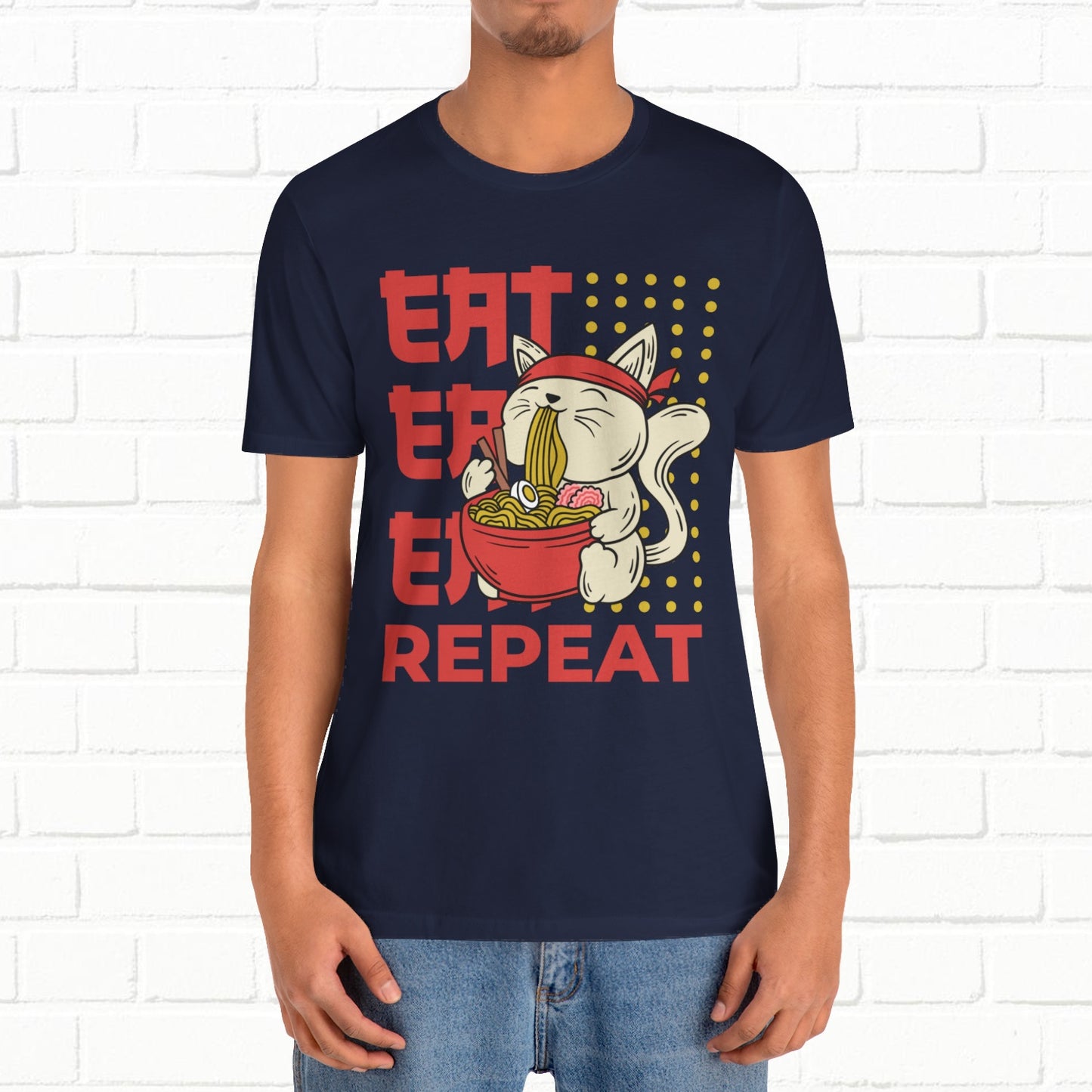 Eat Eat Repeat Cat Eating Ramen T-shirt