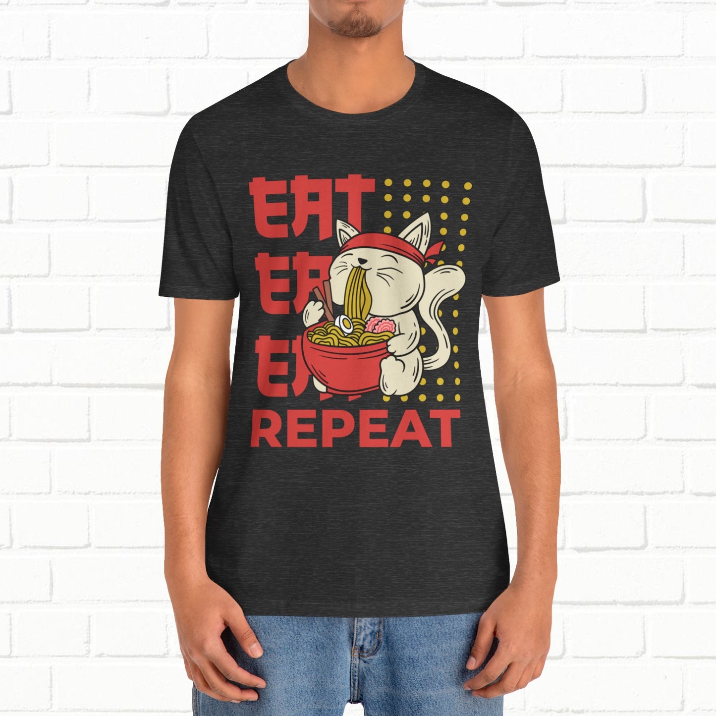 Eat Eat Repeat Cat Eating Ramen T-shirt