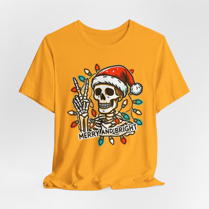 Merry And Bright Funny Skeleton Lights Christmas Unisex T-Shirt