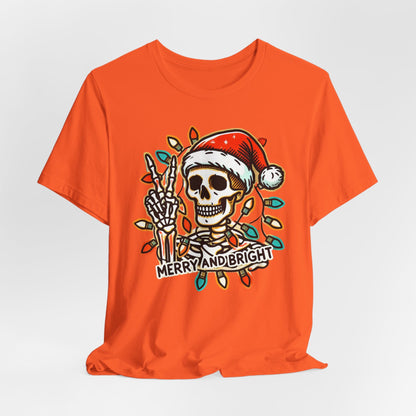 Merry And Bright Funny Skeleton Lights Christmas Unisex T-Shirt