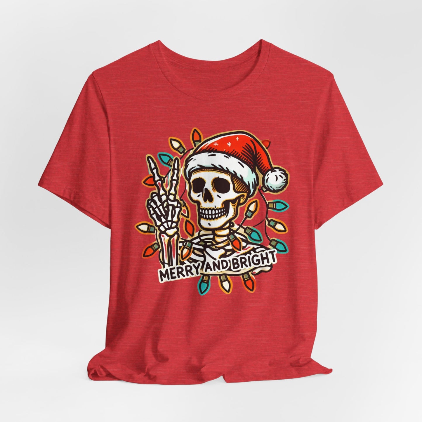 Merry And Bright Funny Skeleton Lights Christmas Unisex T-Shirt