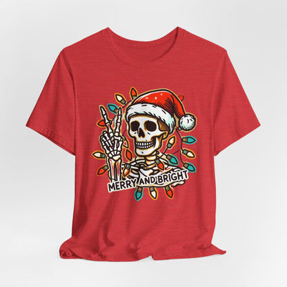 Merry And Bright Funny Skeleton Lights Christmas Unisex T-Shirt