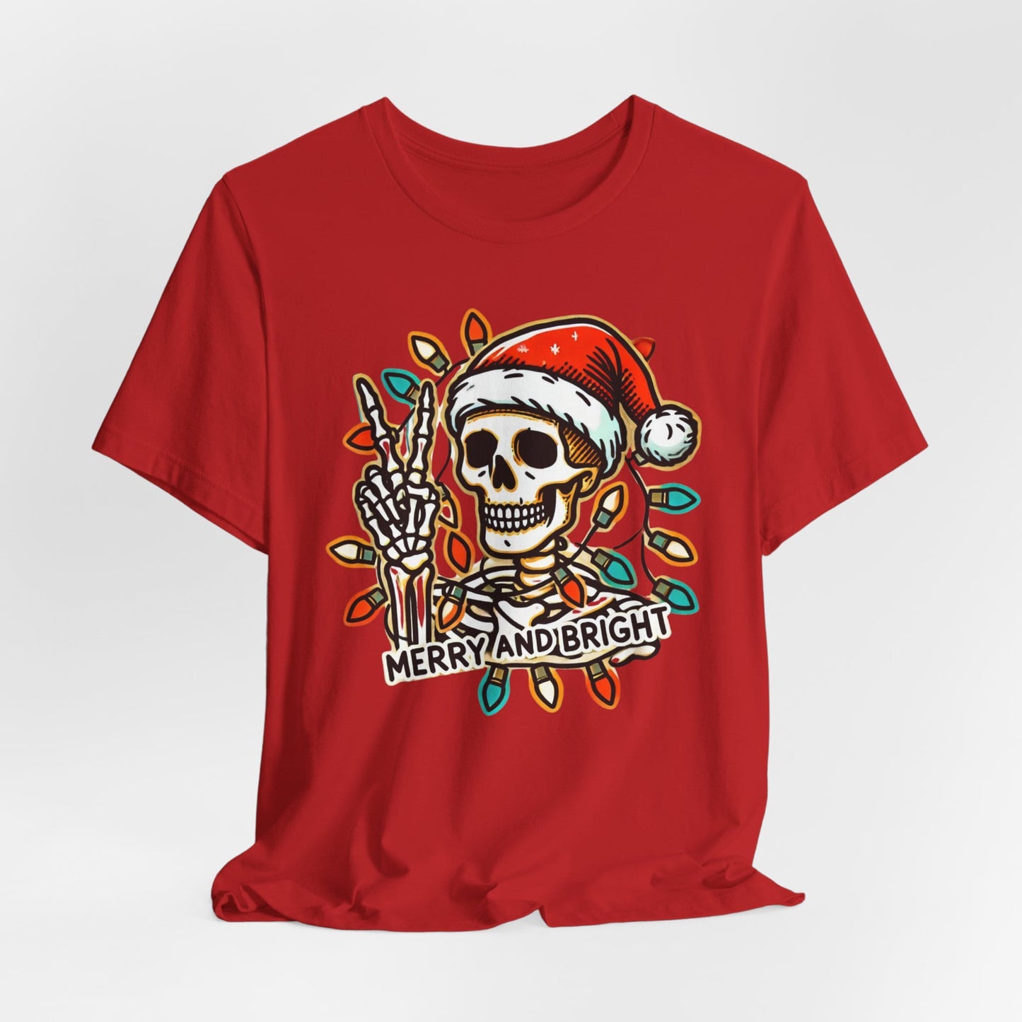 Merry And Bright Funny Skeleton Lights Christmas Unisex T-Shirt