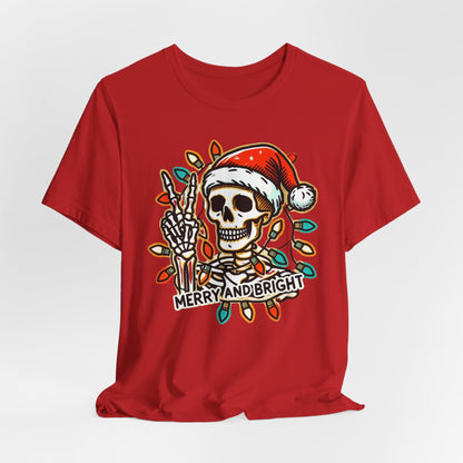 Merry And Bright Funny Skeleton Lights Christmas Unisex T-Shirt