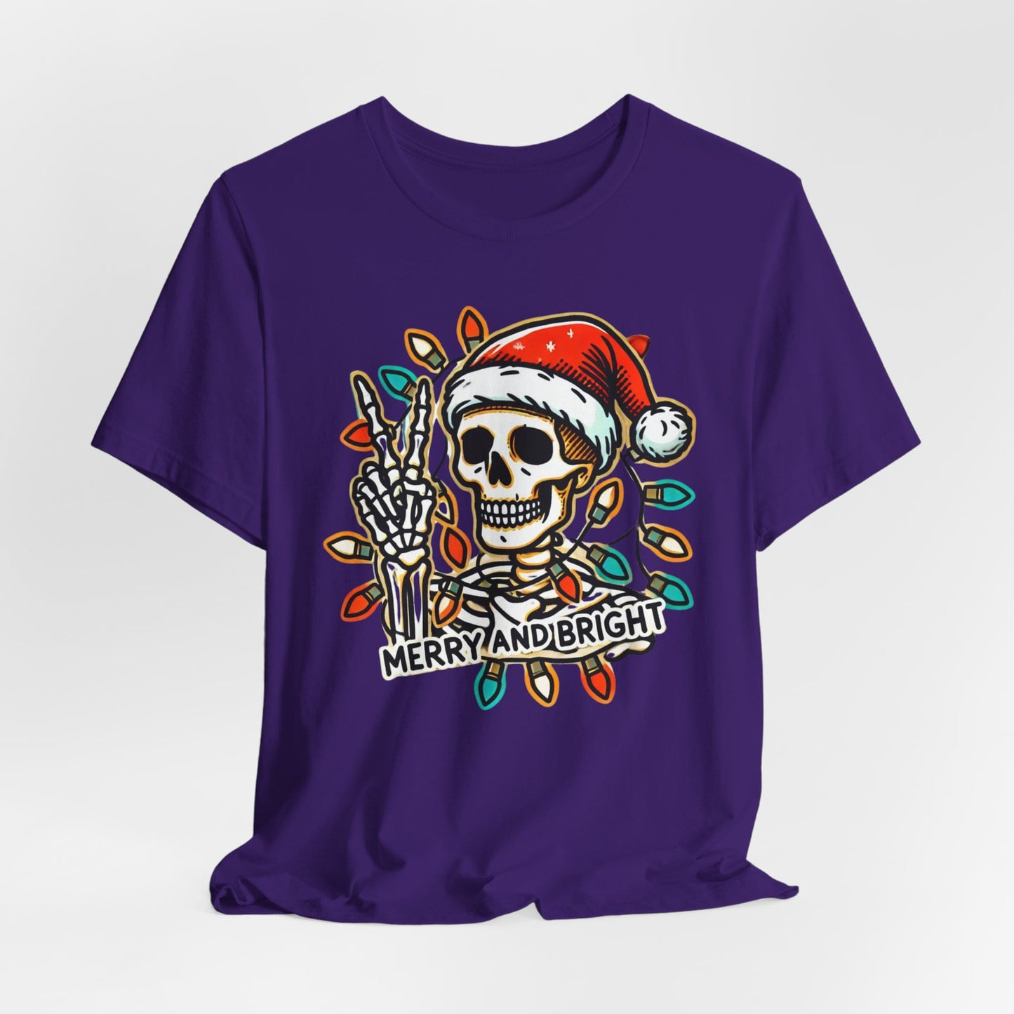Merry And Bright Funny Skeleton Lights Christmas Unisex T-Shirt
