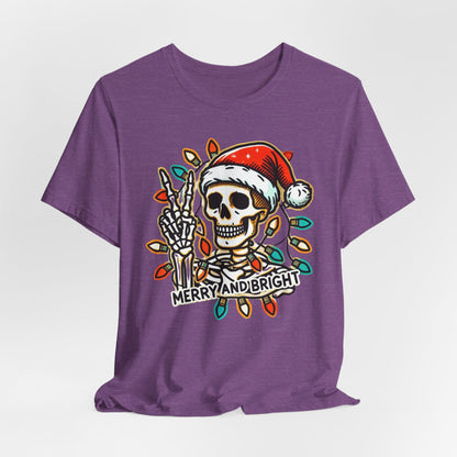 Merry And Bright Funny Skeleton Lights Christmas Unisex T-Shirt