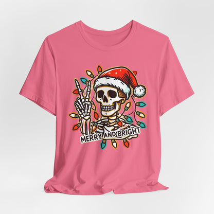 Merry And Bright Funny Skeleton Lights Christmas Unisex T-Shirt