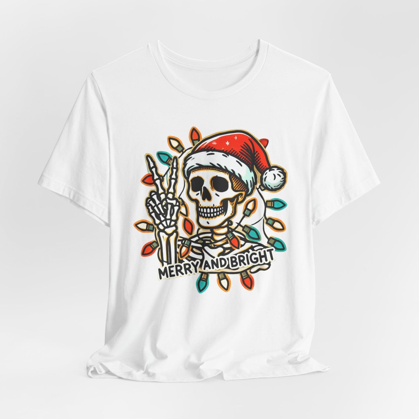 Merry And Bright Funny Skeleton Lights Christmas Unisex T-Shirt